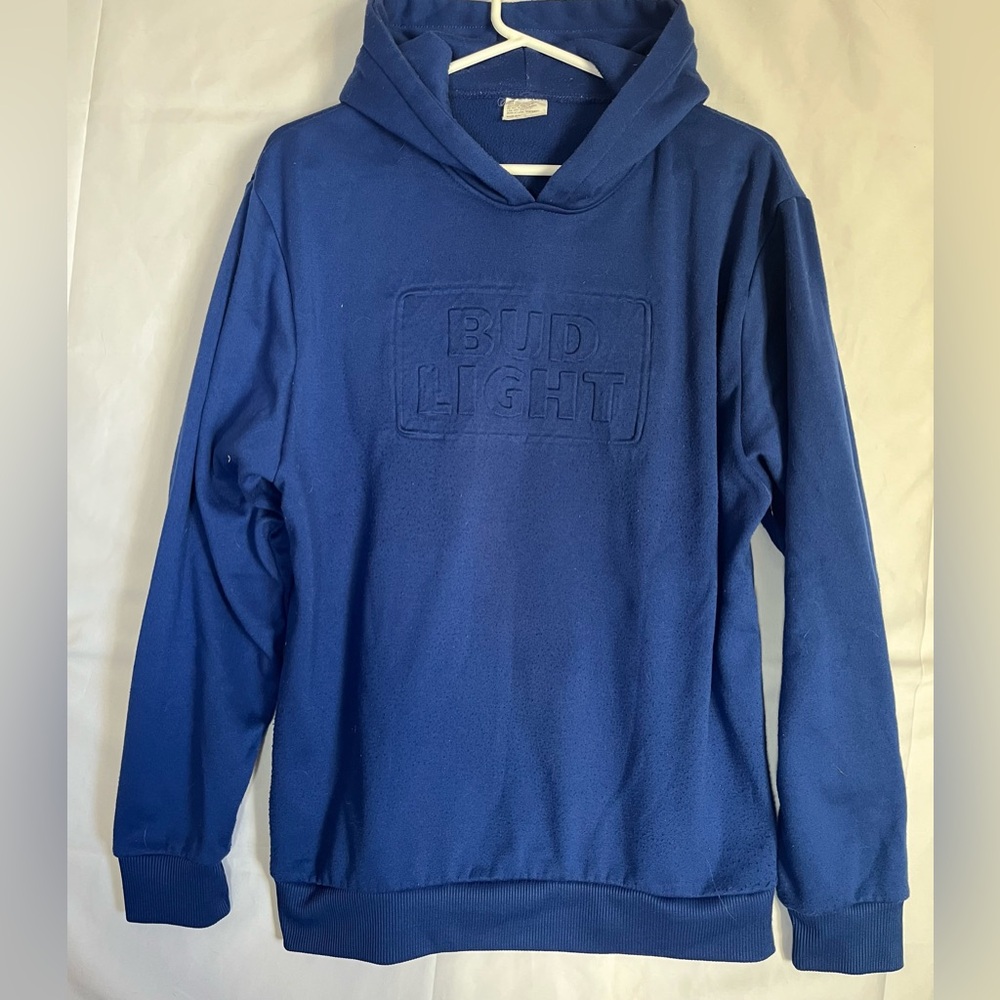Bud Light Embossed 3D Box Logo Royal Blue Hoodie Sweatshirt⁠